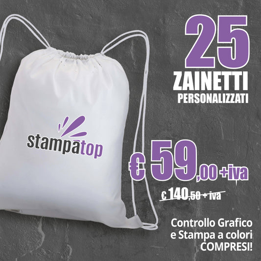 25 Zaini a sacca in Poliestere - 350 x 420 mm